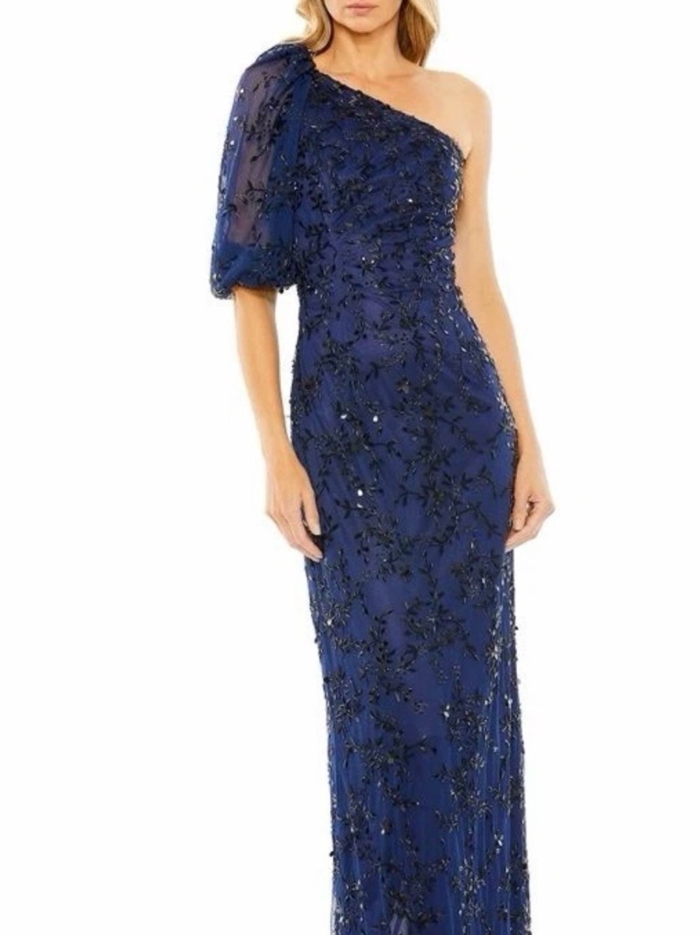MAC DUGGAL Sequined One-Shoulder Neckline Dress (4986) Size 14